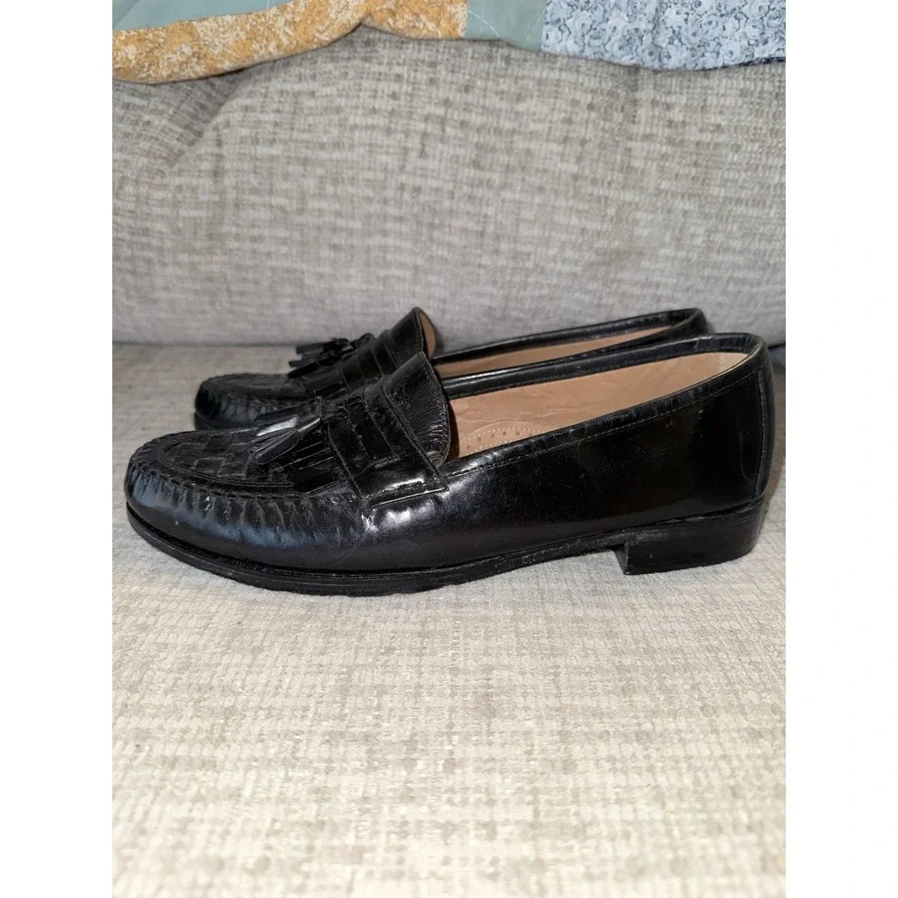 Vintage Men's 8 W Black Nunn‎ Bush Tasseled Leather Dress Loafers India Classic